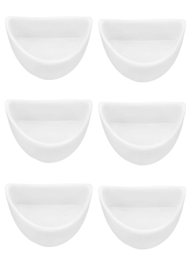 ECSiNG 6PCS Hermit Crab Mini Ceramic Dish 4.21x2x1.05cm Semicircle Shape Reptile Food Bowl for Spider Hermit Crab Tarantula Millipede White - Image 1