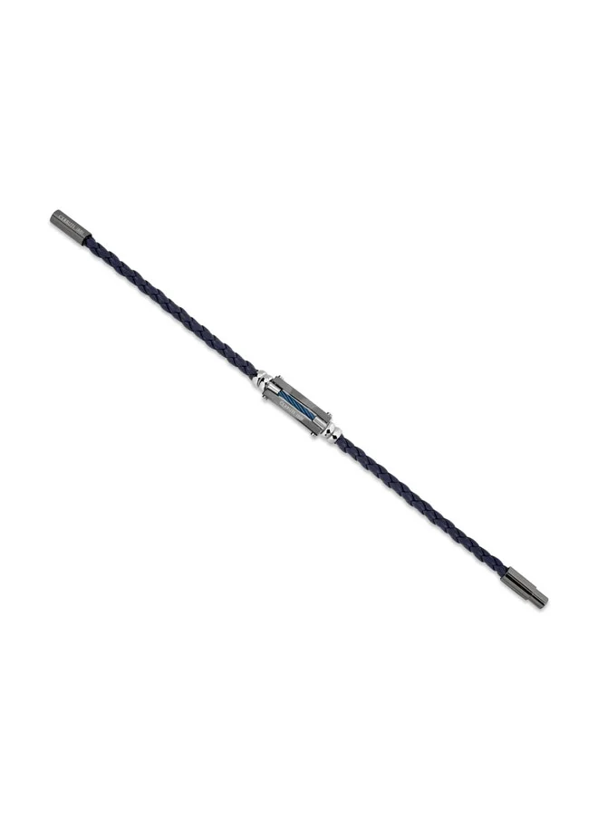 شيروتي 1881 Cirrilio BraceletTwisted Navy Blue LeatherMinimalist Masculine Design for Modern Gentlemen