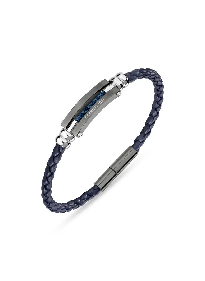 شيروتي 1881 Cirrilio BraceletTwisted Navy Blue LeatherMinimalist Masculine Design for Modern Gentlemen
