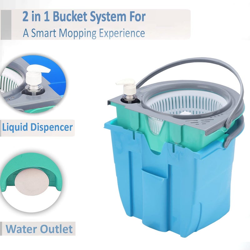 V-MOP VMOP Premium Jumbo Double Bucket Double Color Mop with 4 Wheel Trolley Spin MopMagicFloor6 6 Months Warranty on Rod Set - Image 4