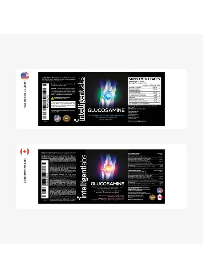 Intelligent Labs - Triple Strength Glucosamine Sulfate Complex 1500Mg With Boswellia Chondroitin Msm And Tumeric - Image 1