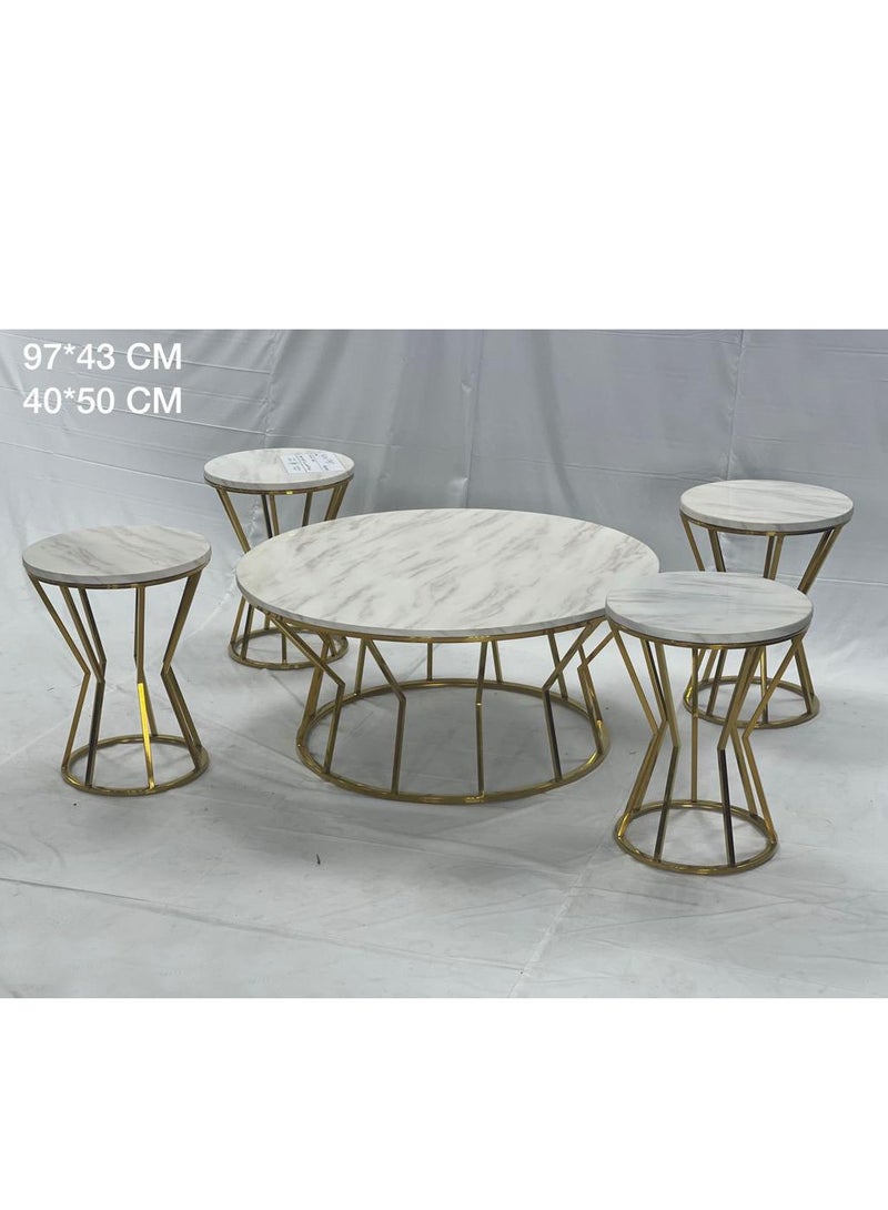 طقم طاولات قهوة 5 قطع بقاعدة رخامية L 97*43 سم/S 40*50 سم