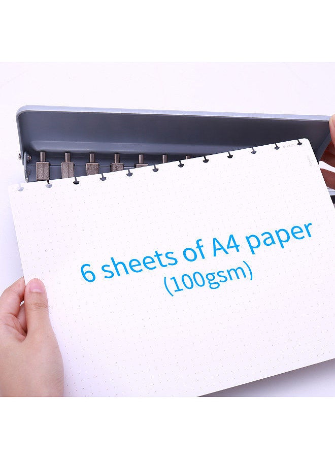 Kw-trio Handheld DIY Mushroom 12 Holes Punch Puncher Paper Cutter with Ruler 6 Sheets Punch Capacity A4 / A5 / A7 / B5 for Office Home School Students Supplies  - Image 3