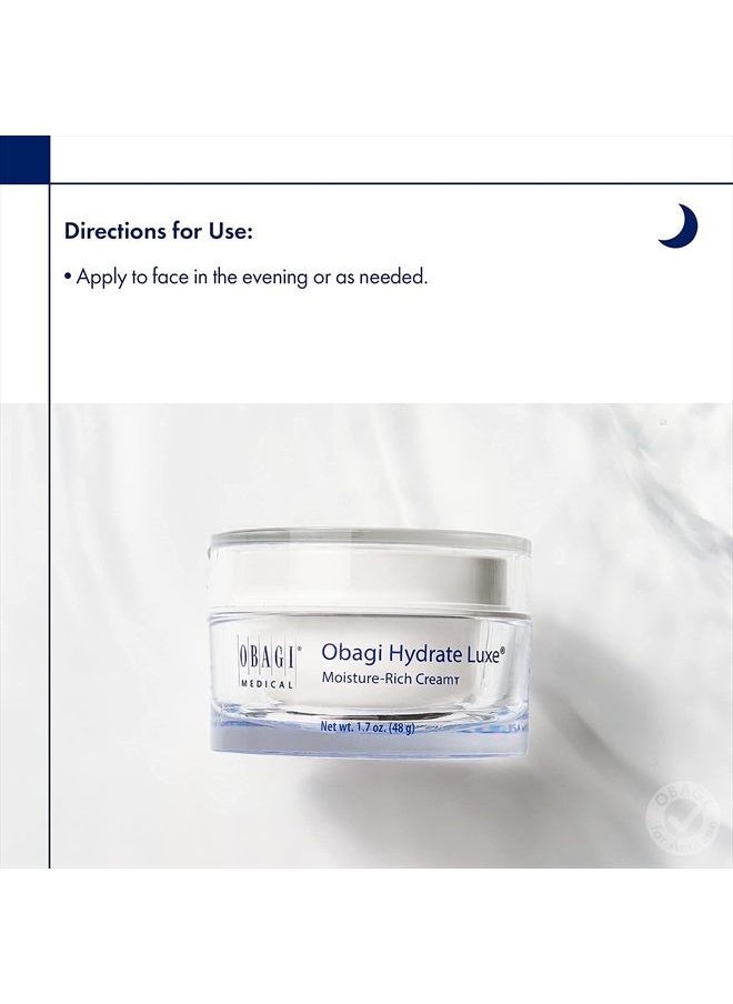 Obagi Medical - Obagi Hydrate Luxe Moisture-Rich Cream, 1.7 oz Pack of 1 - Hydrating Face Lotion with Shea Butter - Ultra-Rich Moisturization Night Face Cream for Dry Skin, Sensitive Skin, Aging Skin - Image 1