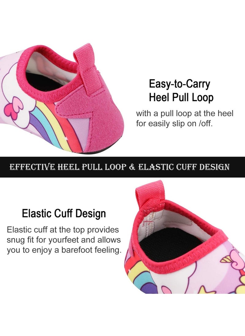 Generic Girls Boys Water Shoes Cartoon Unicorn Water Sport Shoes Quick Dry Hard Sole Non Slip Barefoot Water Shoes Swim Socks Aqua Water Shoes (Pink Unicorn)  - Image 5