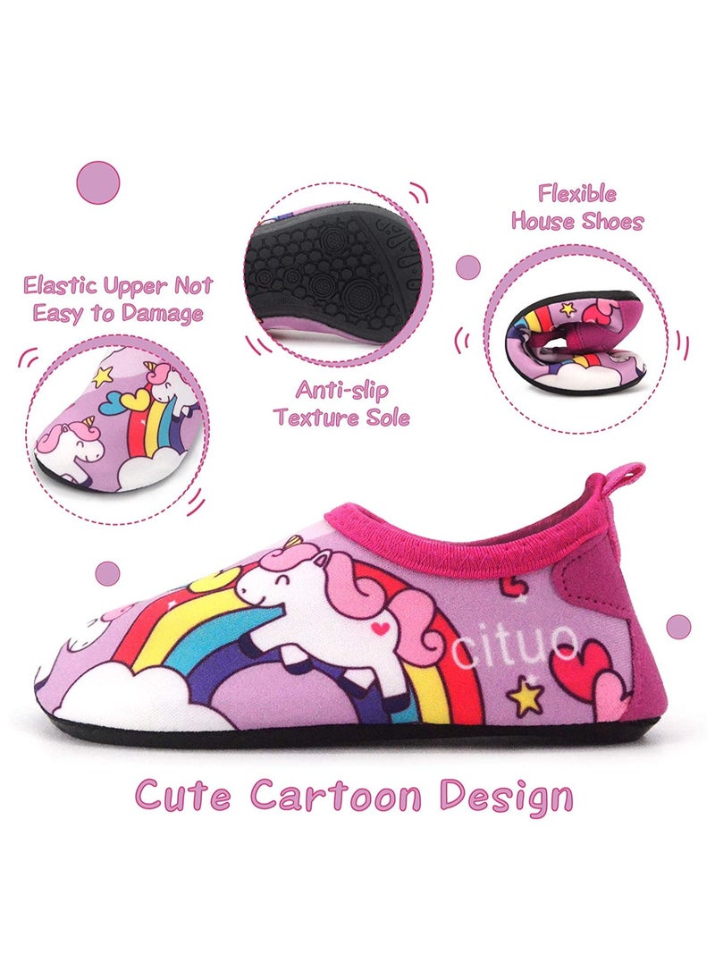 Generic Girls Boys Water Shoes Cartoon Unicorn Water Sport Shoes Quick Dry Hard Sole Non Slip Barefoot Water Shoes Swim Socks Aqua Water Shoes (Pink Unicorn)  - Image 2