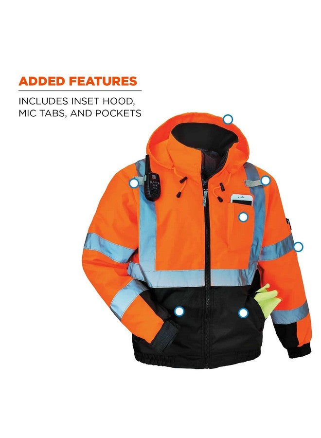 Ergodyne unisex adult High Visibility ,Reflective Quilted Insulation, Class 3, Type Hi Vis Winter Bomber Jacket, Orange, Large US - Image 4
