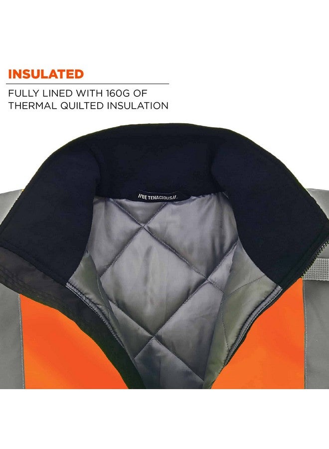Ergodyne unisex adult High Visibility ,Reflective Quilted Insulation, Class 3, Type Hi Vis Winter Bomber Jacket, Orange, Large US - Image 2