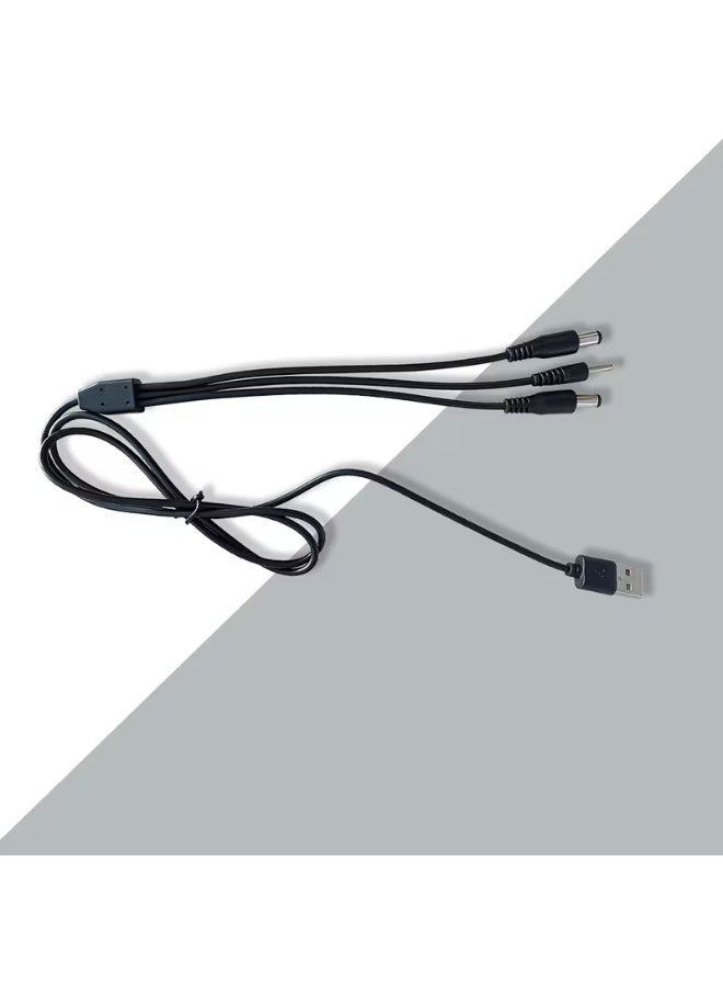 كابلات USB 3 في 1، شاحن USB عالمي متعدد المنافذ، مزود بكابلين شحن عالميين متعدد المنافذ DC5.5 مم و DC2.5 مم، مع 3 منافذ للهواتف المحمولة، ومكبرات الصوت، ومشغلات MP3 و MP4، ومصابيح المكتب، وغيرها من أجهزة الشحن DC2.5 مم / DC5.5 مم. - Image 2