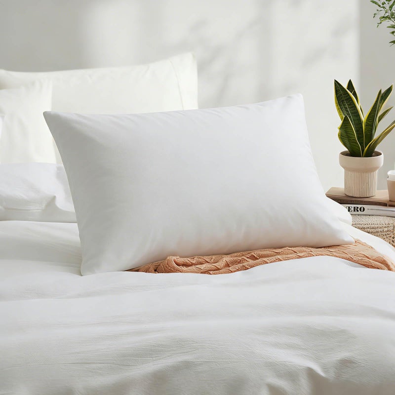 LOVQUE 100% Washed Cotton Duvet Cover Twin Size, Linen-Like Textured White Fade-Resistant Natural Bedding Set (No Comforter), 68x90 Inches - Image 3