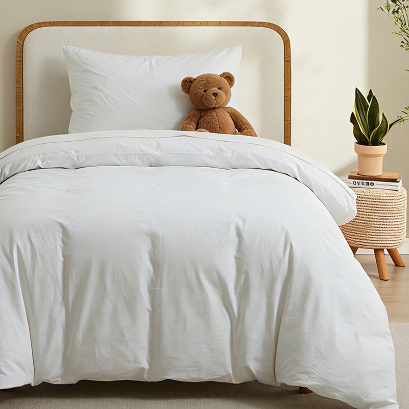 LOVQUE 100% Washed Cotton Duvet Cover Twin Size, Linen-Like Textured White Fade-Resistant Natural Bedding Set (No Comforter), 68x90 Inches - Image 1