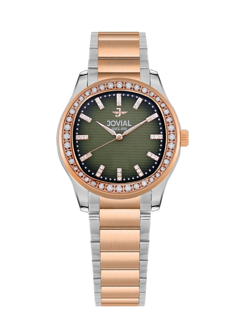 JOVIAL 5066LAMQ09ZE Women's Fashion Stainless Steel watch. 26mm, Green - Image 1