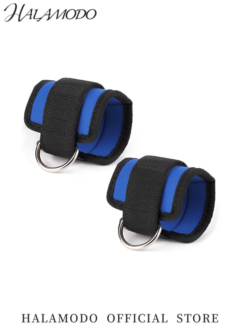 HALAMODO 2PCS Ankle Straps Double D-Ring Gym Adjustable Neoprene Premium Cuffs Gym Ankle Training Straps Ankle Exercises Band to Enhance Legs Abs & Glutes for Men & Women  - Image 2
