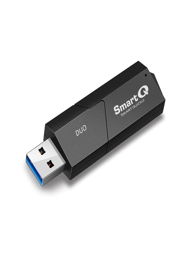 سمارت كيو قارئ بطاقات الذاكرة SmartQ C307 SD المحمول، محول USB 3.0 لبطاقات الذاكرة SD، Micro SD، SDXC، SDHC، MMC، Micro SDXC، Micro SDHC، UHS-I، متوافق مع Mac، Windows، Linux، Chrome، الكمبيوتر الشخصي، الكمبيوتر المحمول، Switch Duo، أسود - Image 1