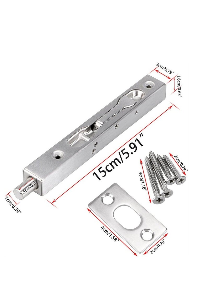 Y&D 6 Inch Door Bolts, Stainless Steel Concealed Security French Locks with Hardwares, Metal Flush Latch Bolts for Composite Wood Double Dummy Door, 2 Pcs  - Image 3
