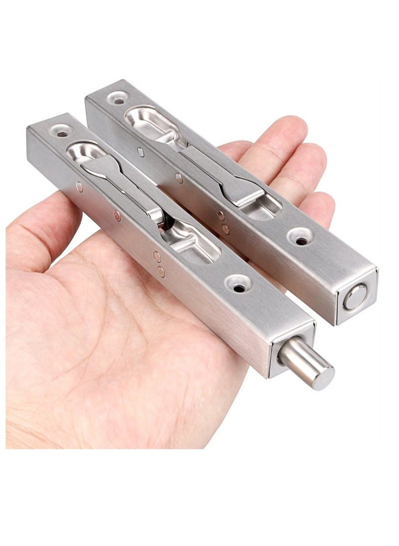 Y&D 6 Inch Door Bolts, Stainless Steel Concealed Security French Locks with Hardwares, Metal Flush Latch Bolts for Composite Wood Double Dummy Door, 2 Pcs  - Image 4