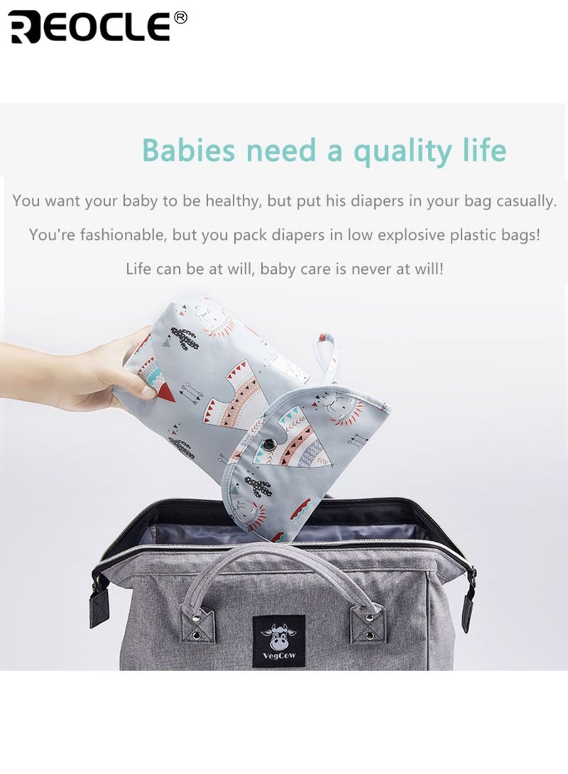 ريوكل حقيبتان منظم حفاضات أطفال بسحاب إغلاق حقيبة حفاضات محمولة حقيبة تخزين حفاضات سهلة التنظيف تصميم عملي للآباء أثناء التنقل - Image 5