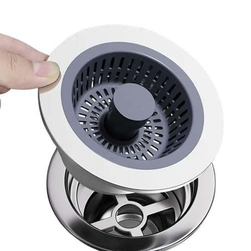 Voxmtix Upgraded 3 in 1 Kitchen Sink Drain Strainer - Stopper Set, Stainless Steel Kitchen Sink Stopper, Pop Up Anti-Clogging Sink Strainer Basket Filter - Image 1