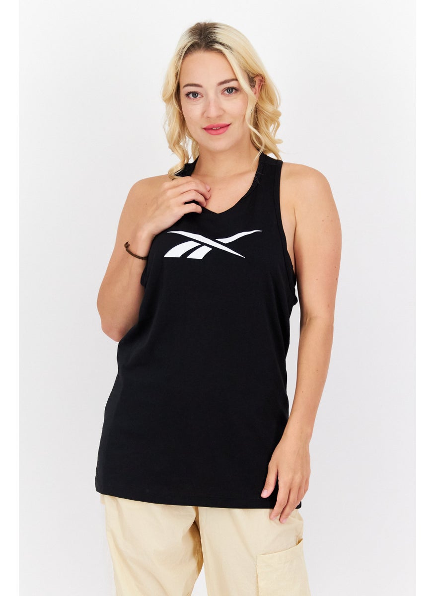 Reebok Women Sportswear Fit Sleeveless Training Top, Black/White  - Image 1