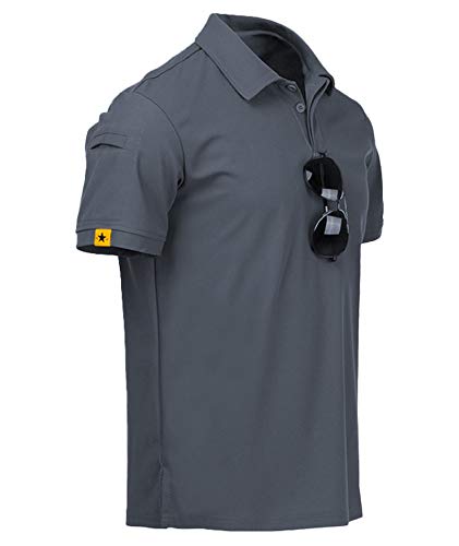 ZITY Mens Polo Shirt Short Sleeve Sports Tactical T-Shirt Athletic Golf Polos Daily Casual Stylish Collared Shirts for Men Grey XX-Large - Image 1