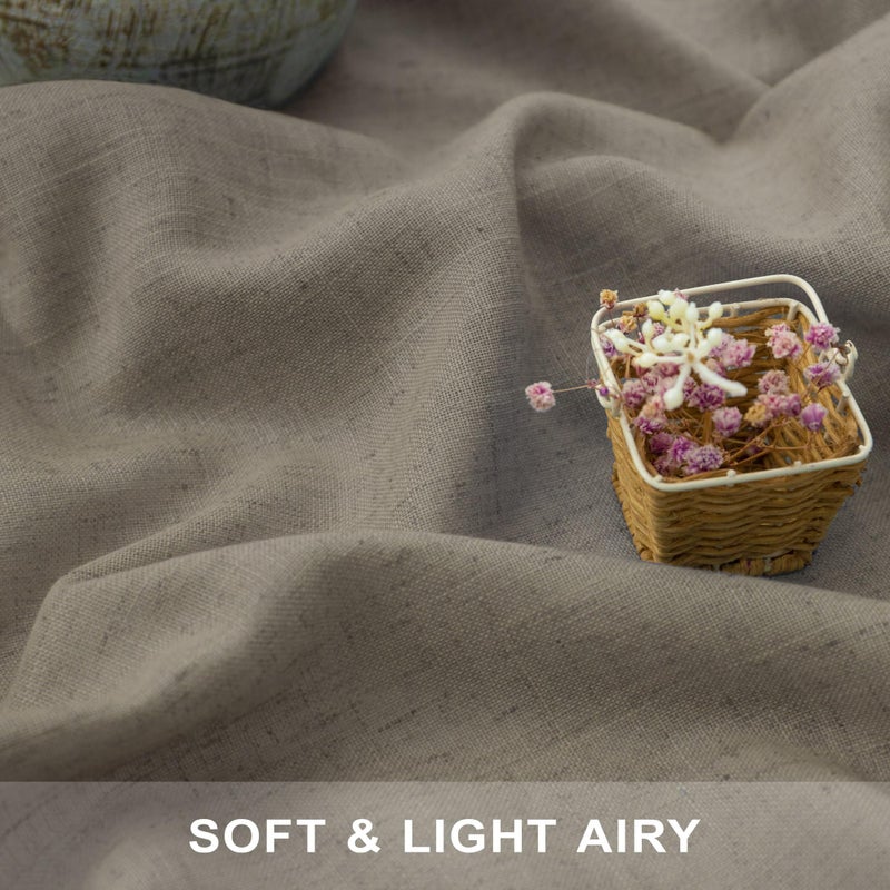 Pitalk Taupe Curtains 84 Inches Long for Living Room 2 Panel Sets Burlap Curtain Back Tab Neutral Modern Farmhouse Window Privacy Semi Sheer Linen Drape Pinch Pleated Look Curtain Dark Brown 84 Length - Image 2