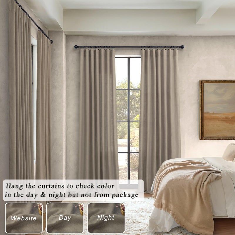 Pitalk Taupe Curtains 84 Inches Long for Living Room 2 Panel Sets Burlap Curtain Back Tab Neutral Modern Farmhouse Window Privacy Semi Sheer Linen Drape Pinch Pleated Look Curtain Dark Brown 84 Length - Image 5