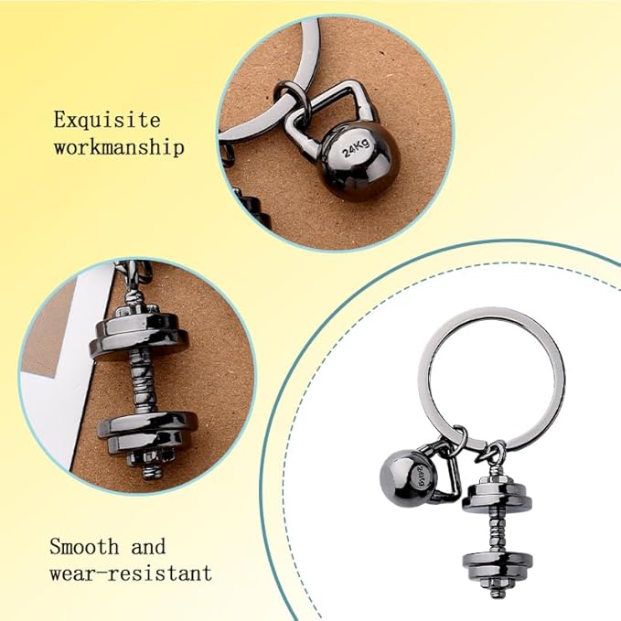 Fitness enthusiast keychain, sports training gift, unisex, coach sports jewelry, silver black - Image 3