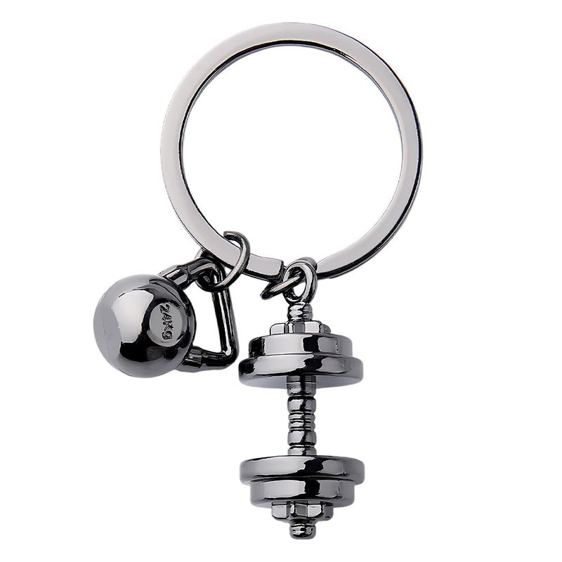 Fitness enthusiast keychain, sports training gift, unisex, coach sports jewelry, silver black - Image 1