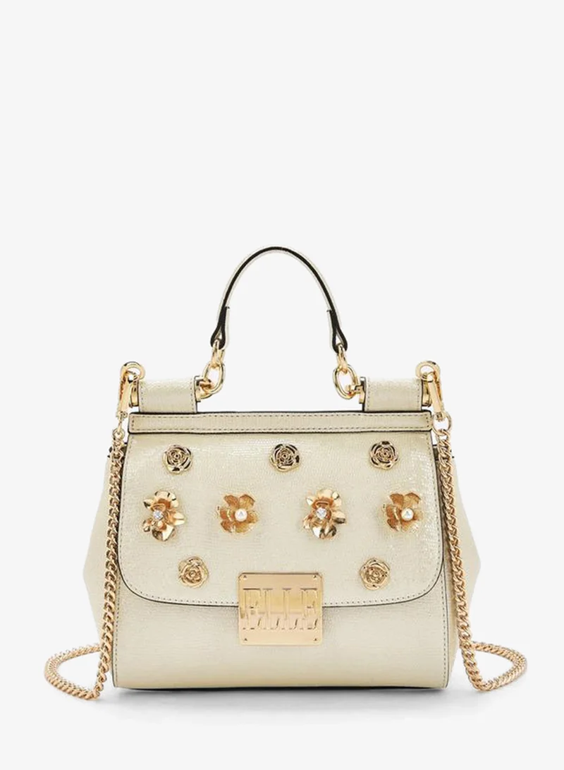 ELLE Floral Embellished Satchel Bag With Chain Strap Ramadan Collections