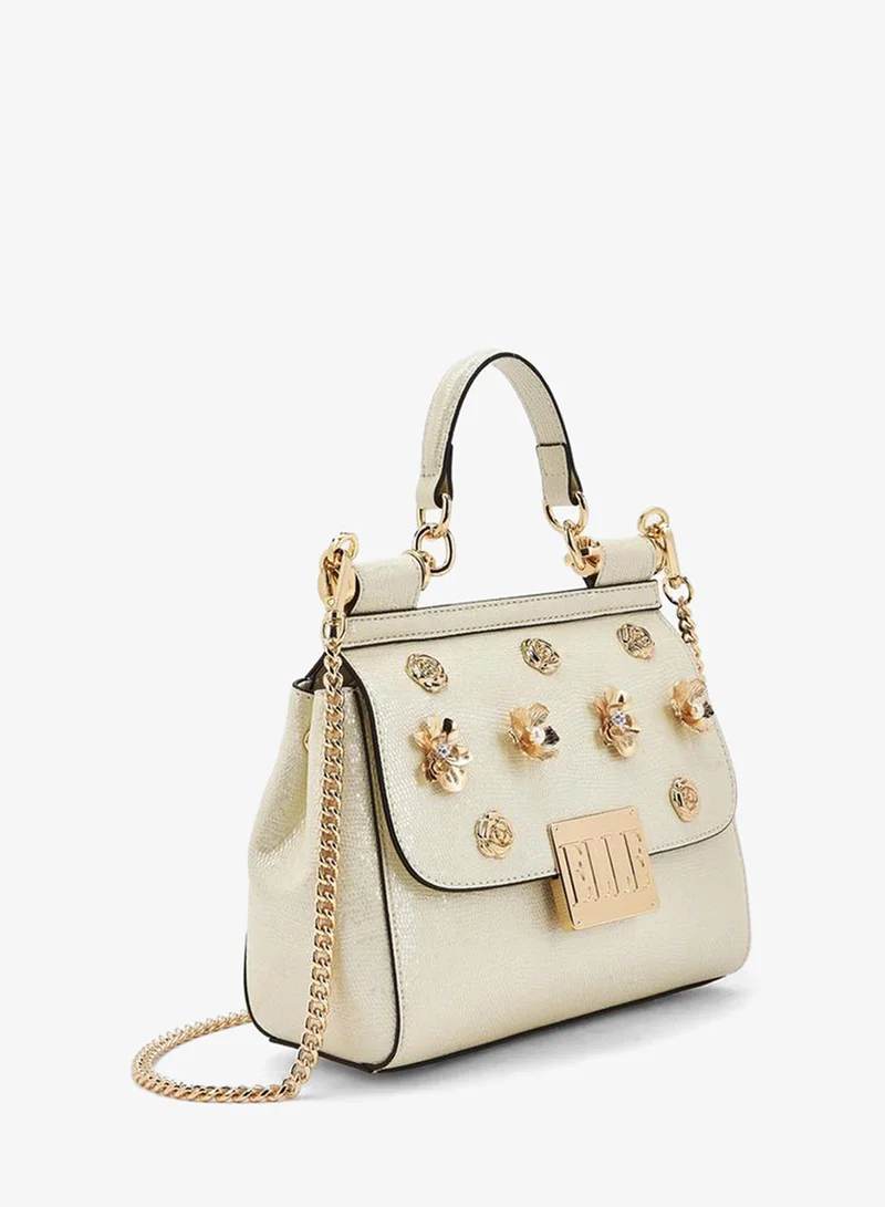 ELLE IVORY Floral Embellished Satchel Bag With Chain Strap Ramadan Collections for Women | Best Price UAE