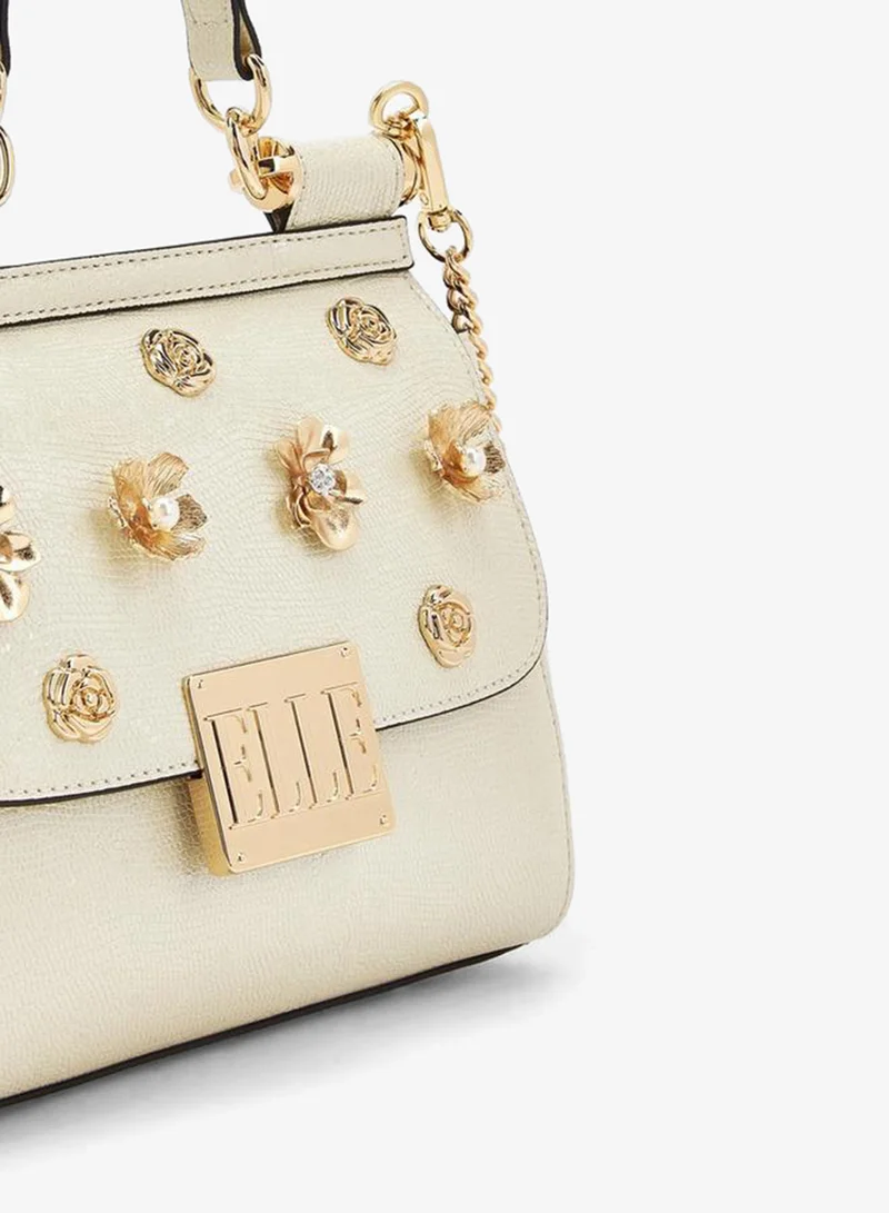 ELLE IVORY Floral Embellished Satchel Bag With Chain Strap Ramadan Collections for Women | Best Price UAE