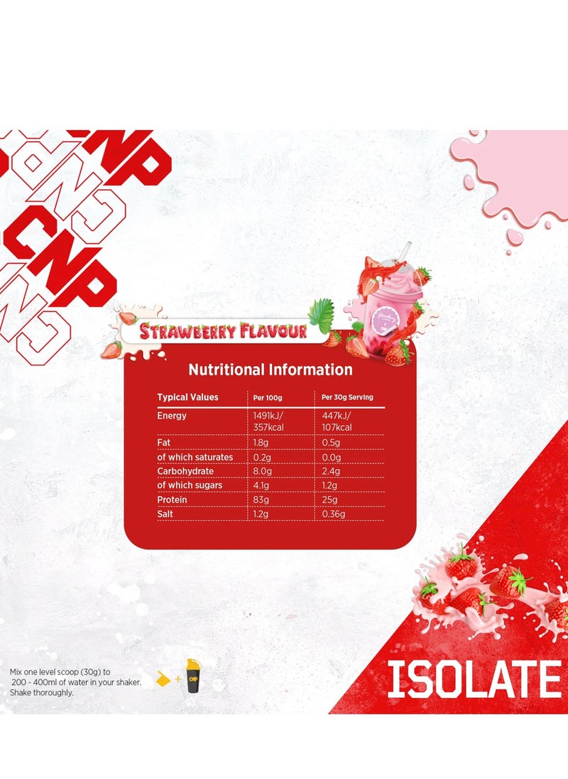 CNP Isolate Premium Whey Protein Isolate 900g (Strawberry) 25g Protein Per Serving, Low fat & Sugar  - Image 2
