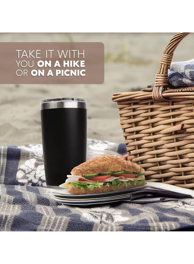 590ml/20oz Stainless Steel Coffee Travel Mug with Leakproof Lid Insulated, Portable Espresso Thermal Cup for Tea and Coffee, Reusable Vacuum Thermos Tumbler for Hot and Cold Drinks (Black)  - Image 5
