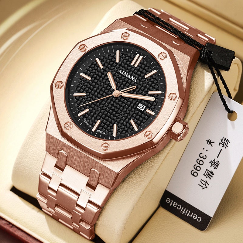 AIMANA Men's Waterproof Quartz Watch with Luminous Hands - Stylish and Durable, Ideal for Daily Wear - Image 1