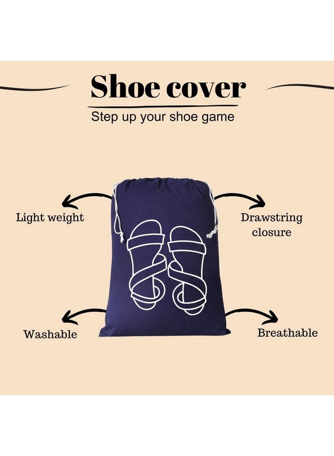 IVILLAGE IVILLAGE Premium Reusable and Washable 100% Pure Cotton Fabric Shoe Covers/Bags with Drawstring Closure|Handcrafted Doodle Collection|Ideal for Travel, Home and Storage|Pack of 12|Multicolor|Unisex - Image 3