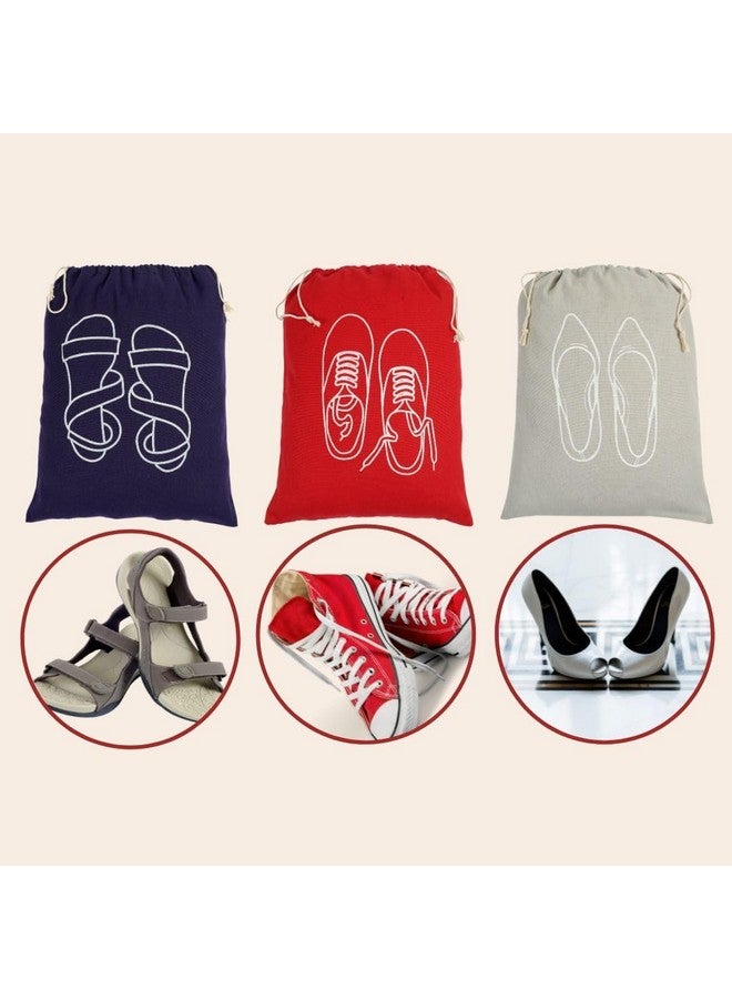 IVILLAGE IVILLAGE Premium Reusable and Washable 100% Pure Cotton Fabric Shoe Covers/Bags with Drawstring Closure|Handcrafted Doodle Collection|Ideal for Travel, Home and Storage|Pack of 12|Multicolor|Unisex - Image 5
