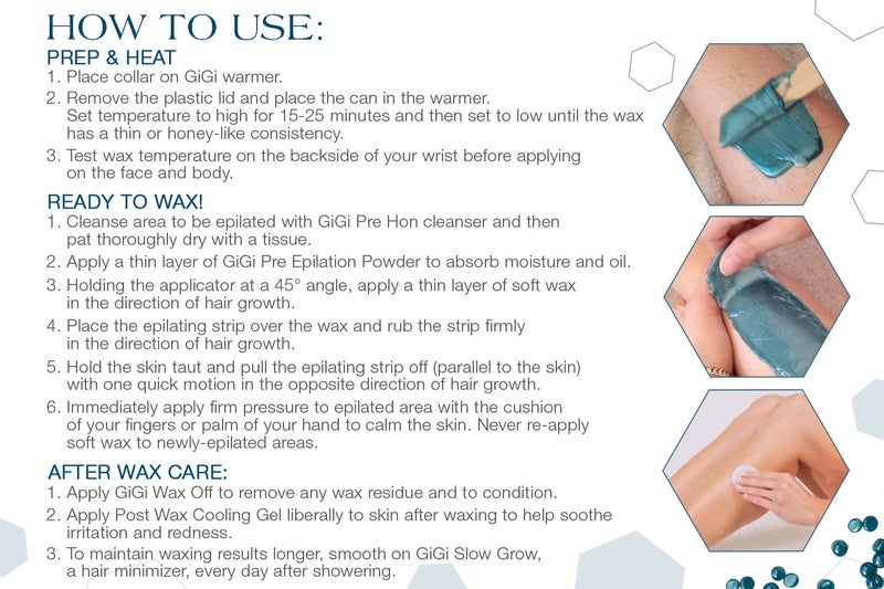 GiGi Hard Wax Beads, Soothing Azulene Hair Removal Wax for Sensitive Skin, 14 oz - Image 2