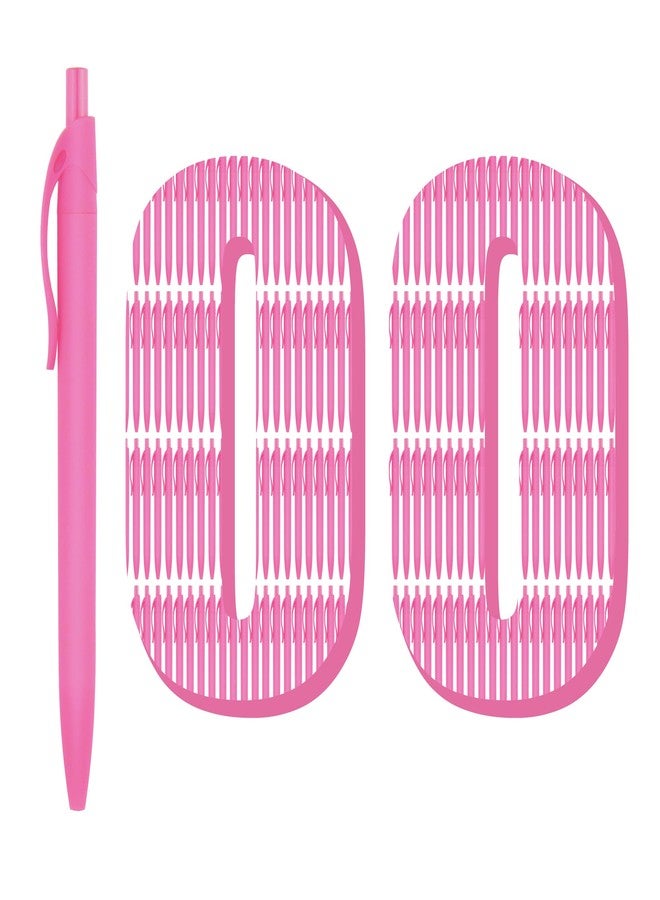Deegtran Pens Bulk, 100 Pack No Bleed Pink Barrel Click Pens, Medium Point, Smooth Ink, 1.0MM Black Ink - Image 1