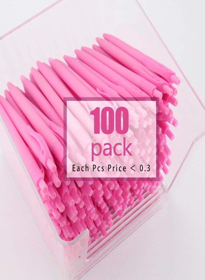 Deegtran Pens Bulk, 100 Pack No Bleed Pink Barrel Click Pens, Medium Point, Smooth Ink, 1.0MM Black Ink - Image 3
