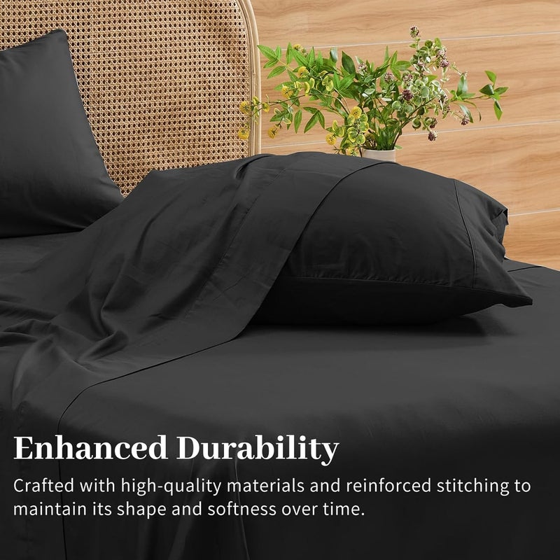 Bedlifes Deep Pocket Sheets 18-24 Inch, California King Size Egyptian Cotton 1000 Thread Count, 4-Piece - Fits Extra Thick Mattresses, Cooling & Breathable (Black) - Image 5