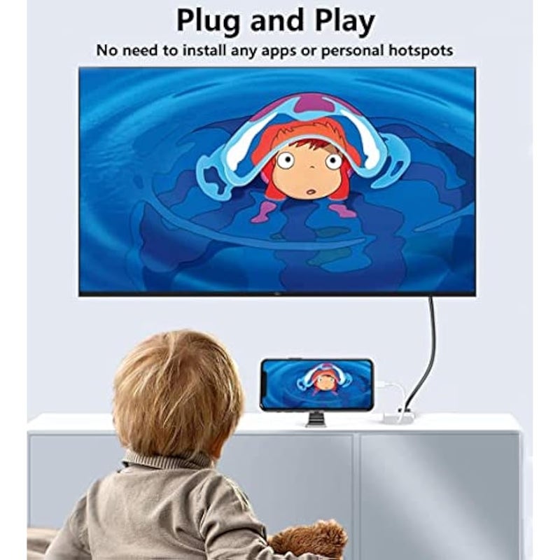 Lightning to HDMI Adapter, Apple MFi Certified Digital AV HDMI Converter with Lightning Charging Port for iPhone 13/SE/12/11/XR/X/8/7/iPad Sync Screen to TV/Projector/Monitor (White) - Image 2