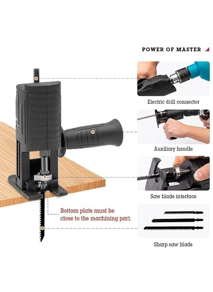 RMGS - RMGS Global Drill Modified corded Saw Reciprocating Saw Saber Power to Jig Portable Woodworking Cutting Tool with Cordless Adapter Set Hand Wood Metal Cutter Attachment - Image 1