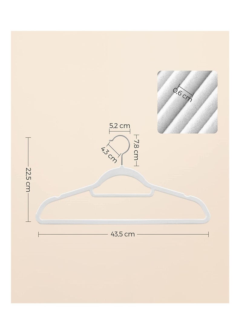TYCOM Non Slip Velvet Hangers Suit Hangers 20 Pack Ultra Thin Space Saving 360 Degree Swivel Hook Clothes Hangers Hold Up to 10 Lbs for Coats Jackets Pants Dress Cloth Metal Clip 20pcs White.  - Image 2