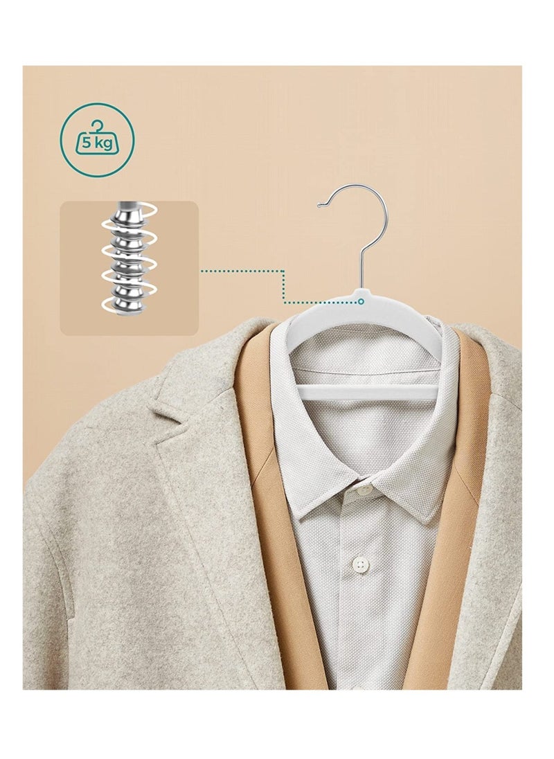 TYCOM Non Slip Velvet Hangers Suit Hangers 20 Pack Ultra Thin Space Saving 360 Degree Swivel Hook Clothes Hangers Hold Up to 10 Lbs for Coats Jackets Pants Dress Cloth Metal Clip 20pcs White.  - Image 4