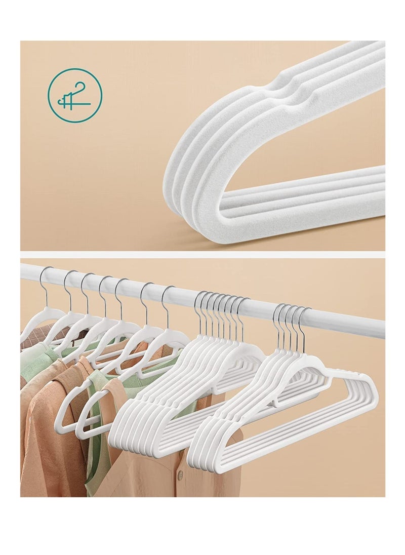TYCOM Non Slip Velvet Hangers Suit Hangers 20 Pack Ultra Thin Space Saving 360 Degree Swivel Hook Clothes Hangers Hold Up to 10 Lbs for Coats Jackets Pants Dress Cloth Metal Clip 20pcs White.  - Image 3