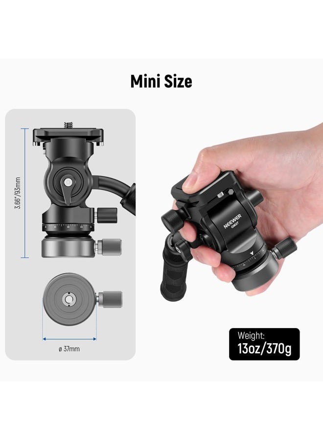 Neewer Tripod Fluid Head with +/-10° Leveling Base(37mm Dia.), Metal Pan Tilt Head with Arca Type QR Plate, Telescopic Handle for Compact Video Camera DSLR Camera, Max Load 8.8lb/4kg, GM27 - Image 4