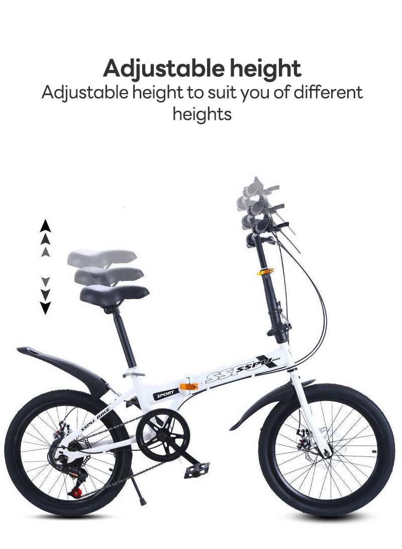 Sharpdo 20in Folding Bike, 7 Speed Foldable City Bike, Carbon Steel Bicycle for Adults, Foldable Bicycle with Adjustable Seats & Disc Brake for Traveling & Exercising - Image 5