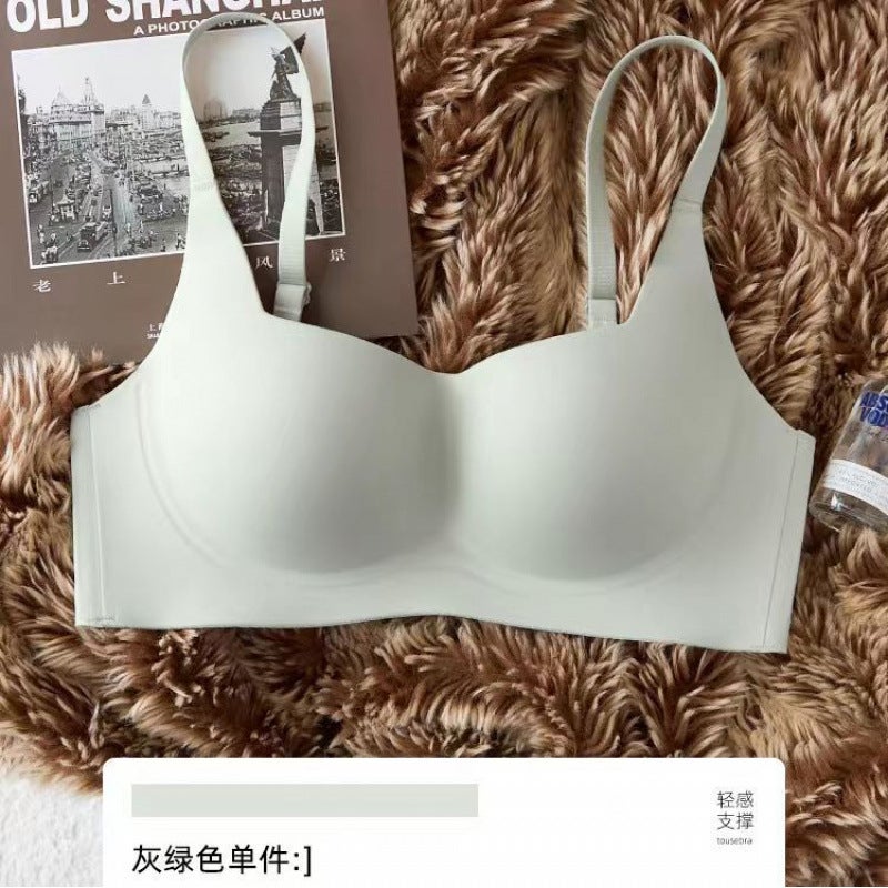 Small Breast Push-Up Anti-Sagging Thin Slimming Look Seamless Intimates Women'S Soft Support No Rims Breast-Retracting Bra - Image 1