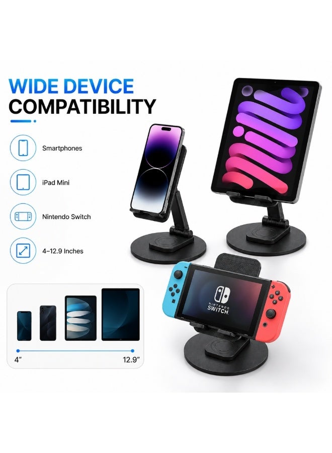 360° Rotating Foldable Mobile Stand Holder for Desk - Compatible with Smartphones, Tablets, and Nintendo Switch - Image 4