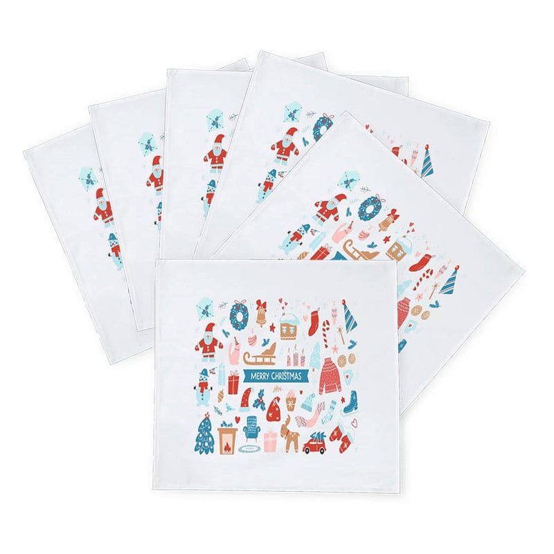 Khakee 6 Pcs Christmas Theme Silk Table Napkins 10x 10 for Xmas Decoration Christmas OrnamentsChristmas Giftxmas21804 - Image 2
